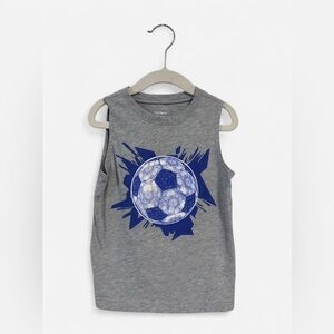 Little Kids Gray Sleeveless Top with Blue Soccer Ball Design